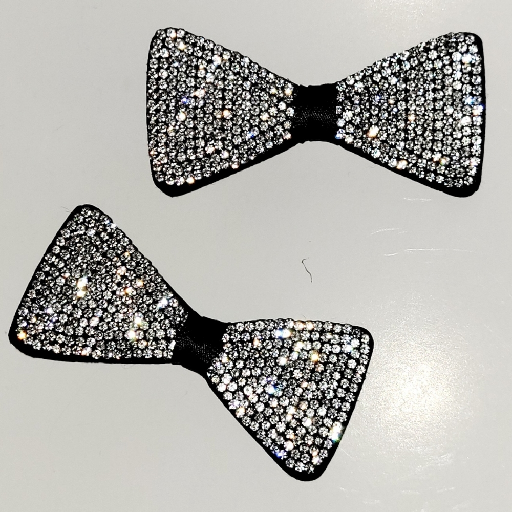 Hair Clips, Rhinestone Crystal 🎀 Bow Hair Clips, Set of Two, EUC
